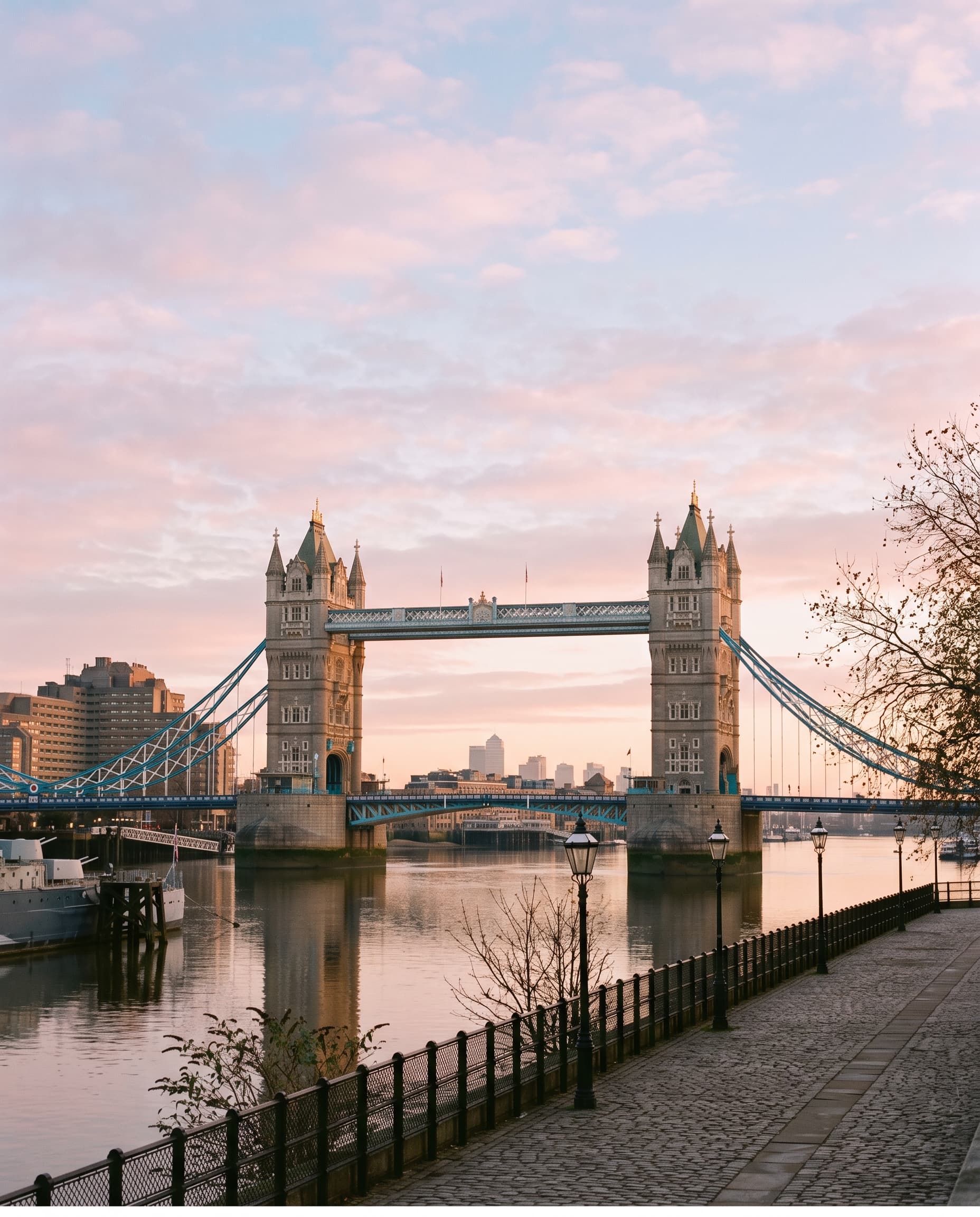 Tower Bridge over the River Thames on a winter morning